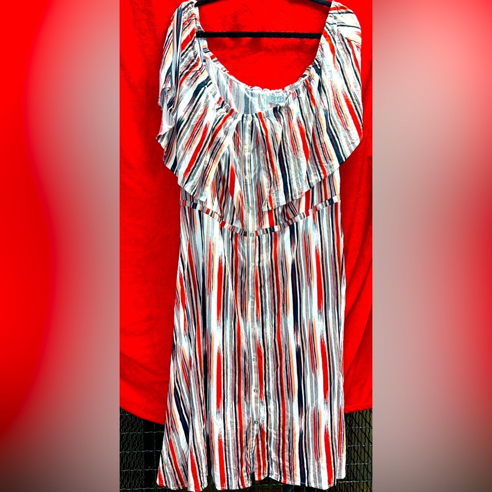 Sofia Jeans by Sofia Vergara Striped Button-Down Dress - 2X